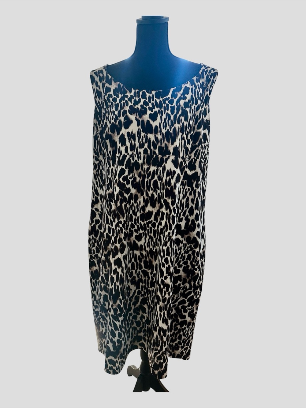 Calvin Klein Black & Tan Leopard Print Midi Dress